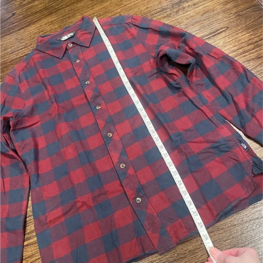North Face Flannel Shirt Mens M Blue Red Buffalo Plaid Camping Outdoor Gorpcore